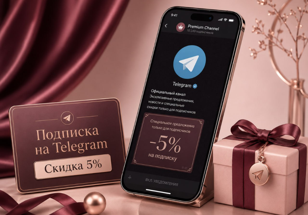 ПОДПИСКА НА ТЕЛЕГРАМ = СКИДКА 5%