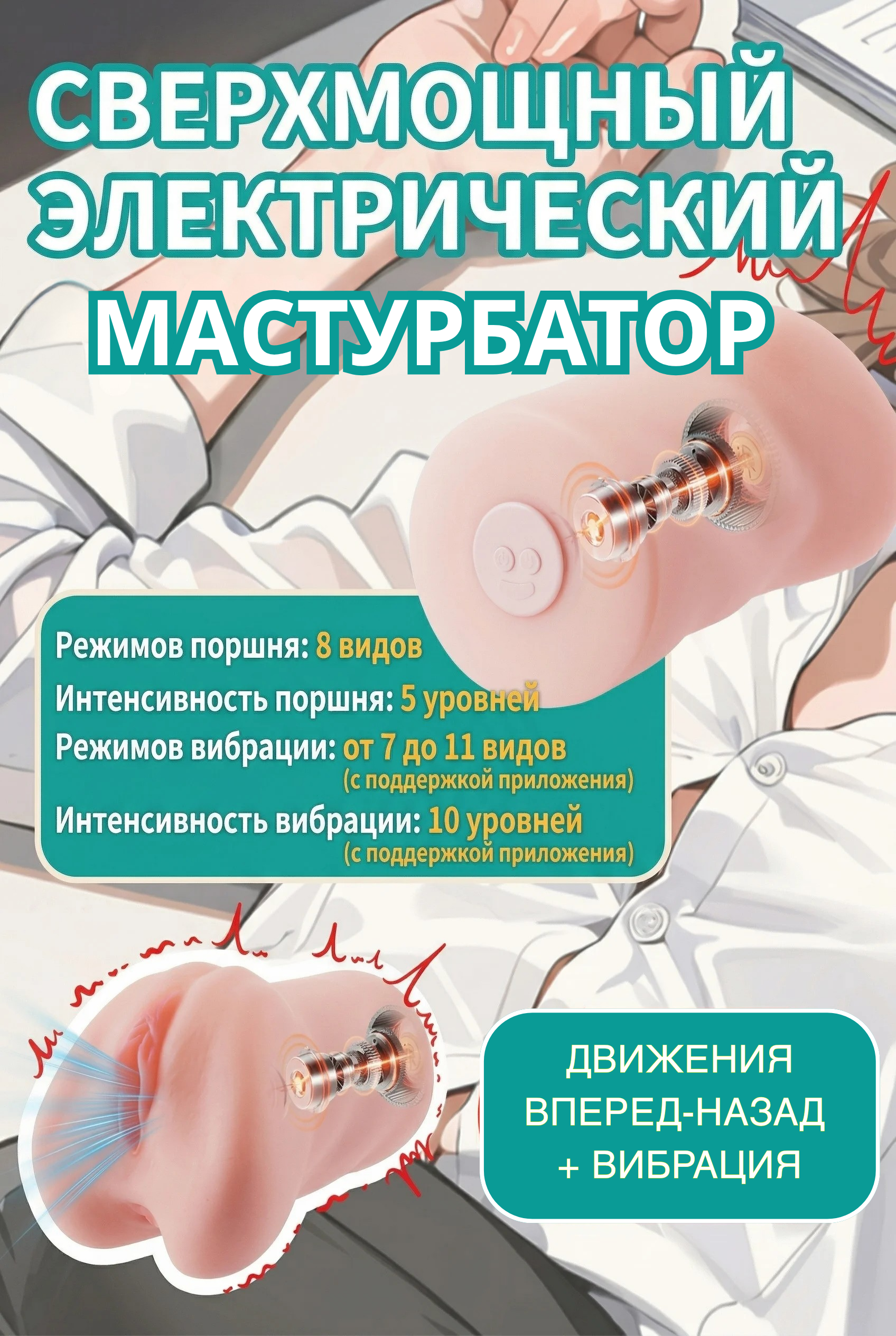Мастурбатор с вибрацией и фрикциями MOMONII Mionhime (МОМОНИИ Мионхиме), BeYourLover