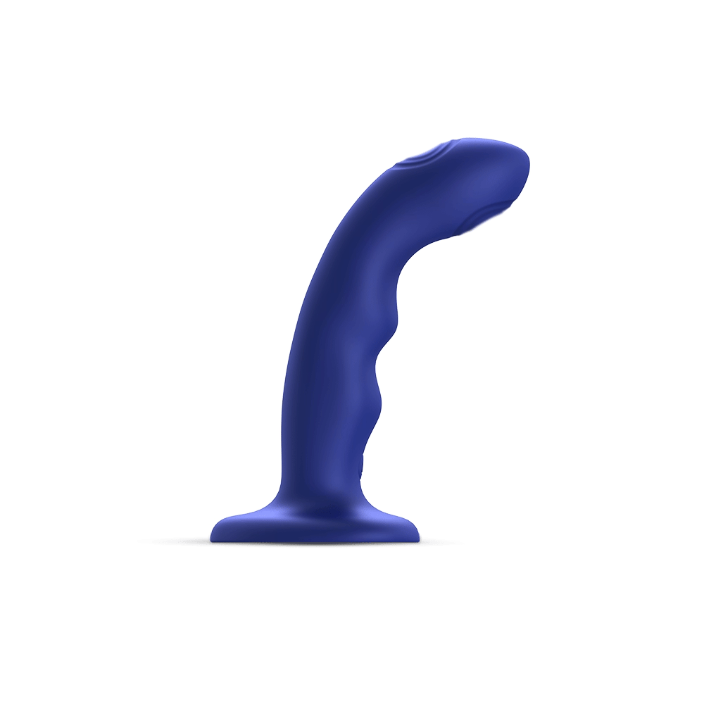 Фаллоимитатор с двойным таппингом Strap-on-me Wave, синий
