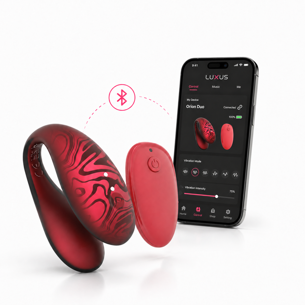 Парный вибромассажер TWIN+, Red с управлением через приложение