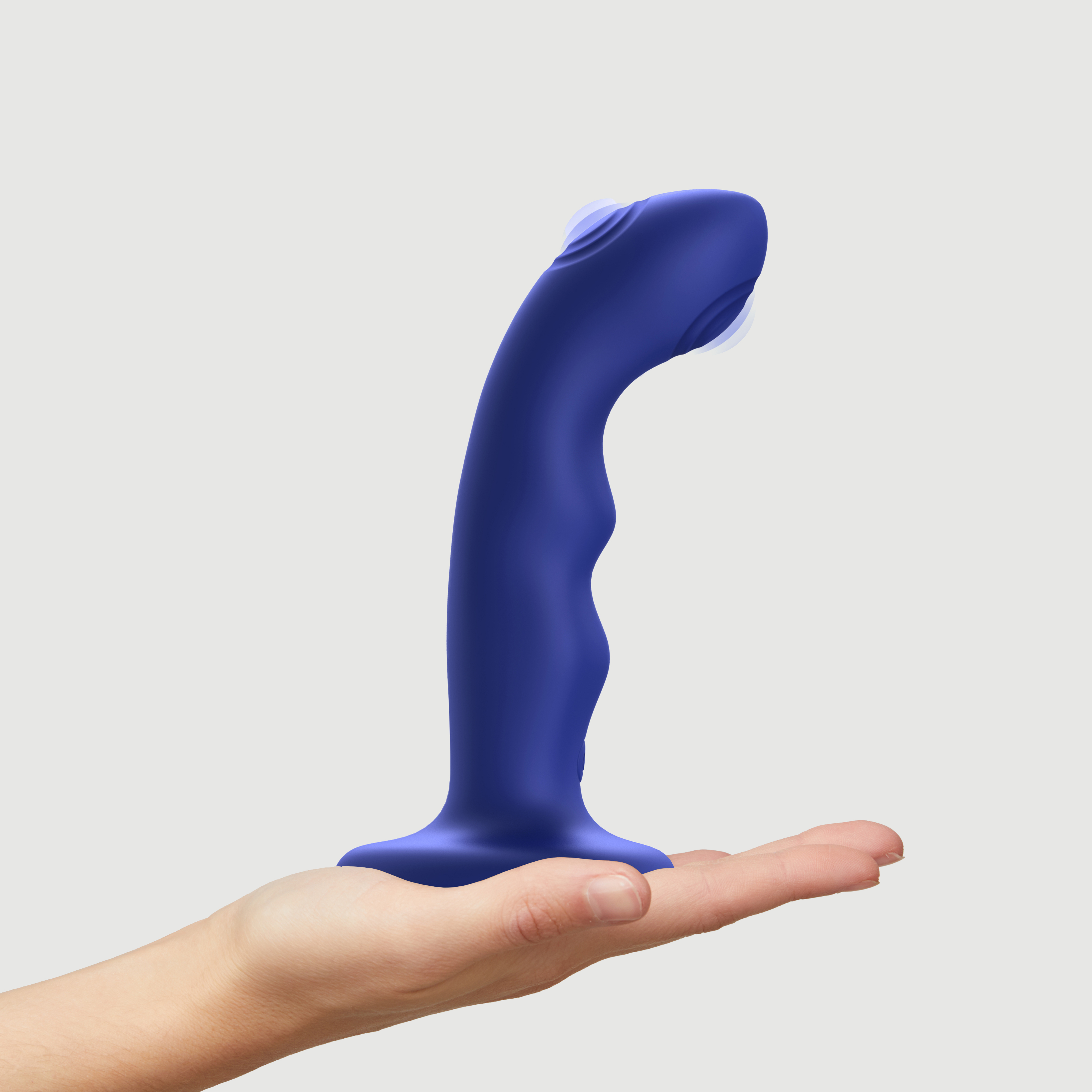 Фаллоимитатор с двойным таппингом Strap-on-me Wave, синий